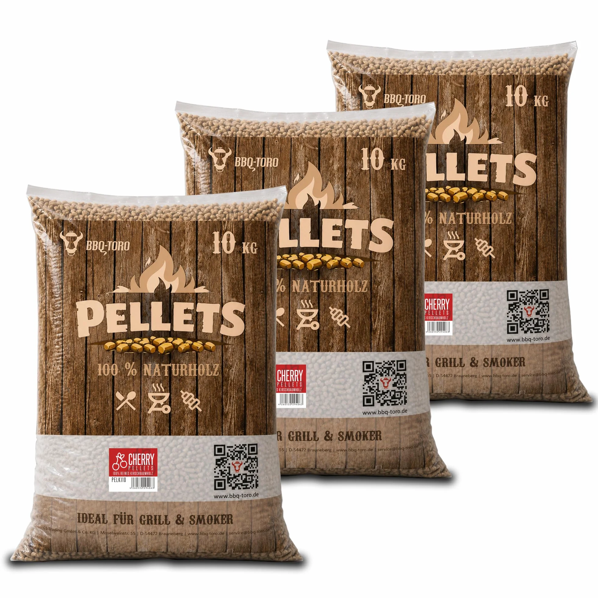 BBQ-Toro Pellet di ciliegio, 100% legno di ciliegio, pellet per barbecue, per affumicatori, per il forno a pellet per e impianti di riscaldamento (30 kg)