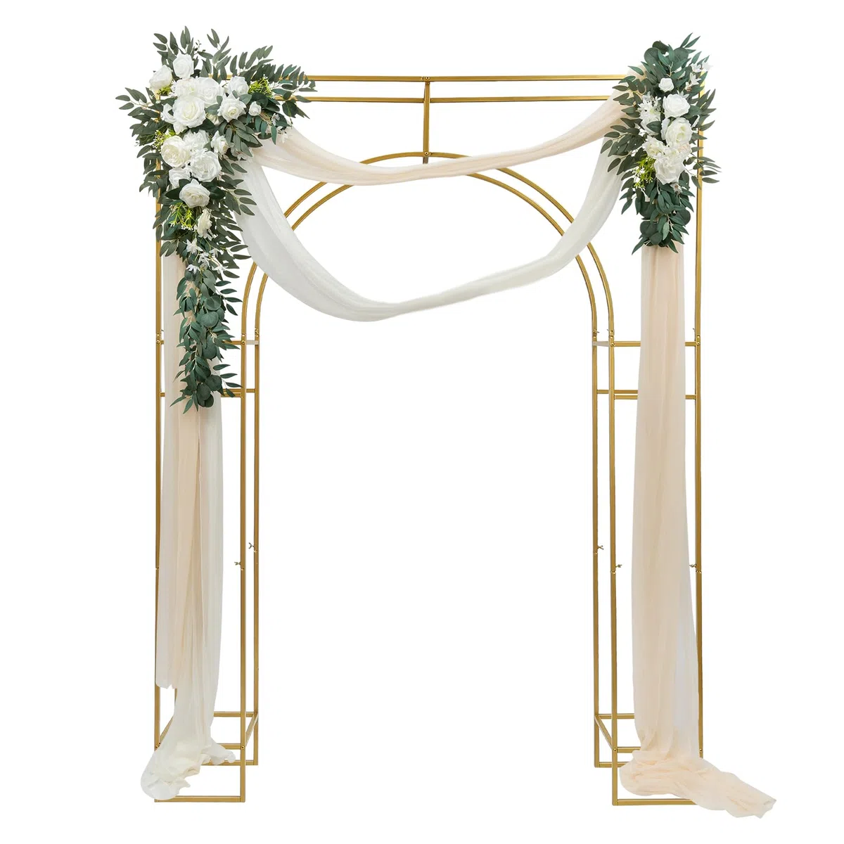 Arco per matrimonio, doppio strato, rettangolare, in metallo, arco per palloncini, per interni ed esterni, matrimoni, feste, giardino, banchetti