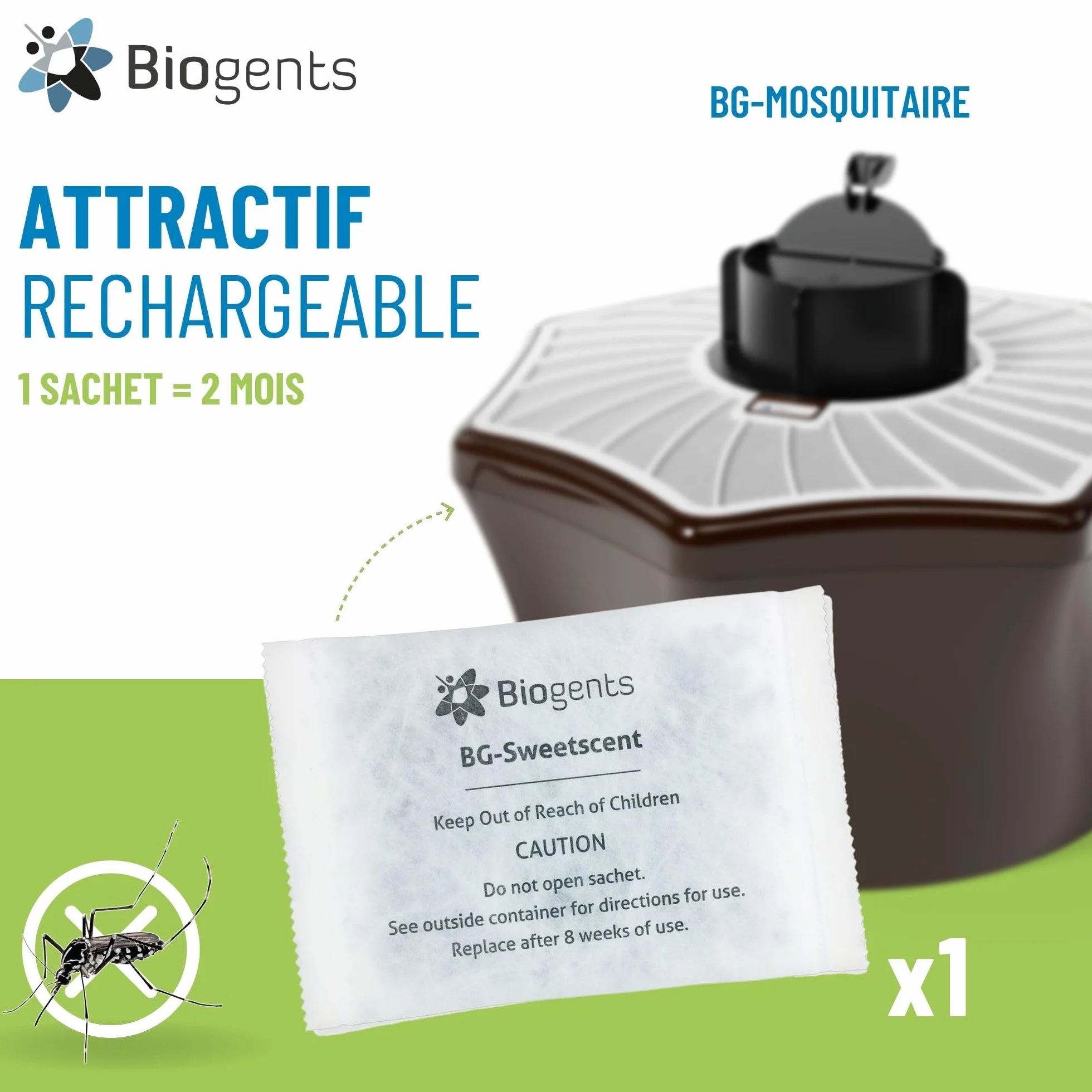 Biogents BG-Sweetscent attrattore zanzare I Set da 3 I attira la zanzara Tigre Asiatica e la zanzara Dengue nella Trappola BG-mosquitaire I Compatibile con Altre trappole