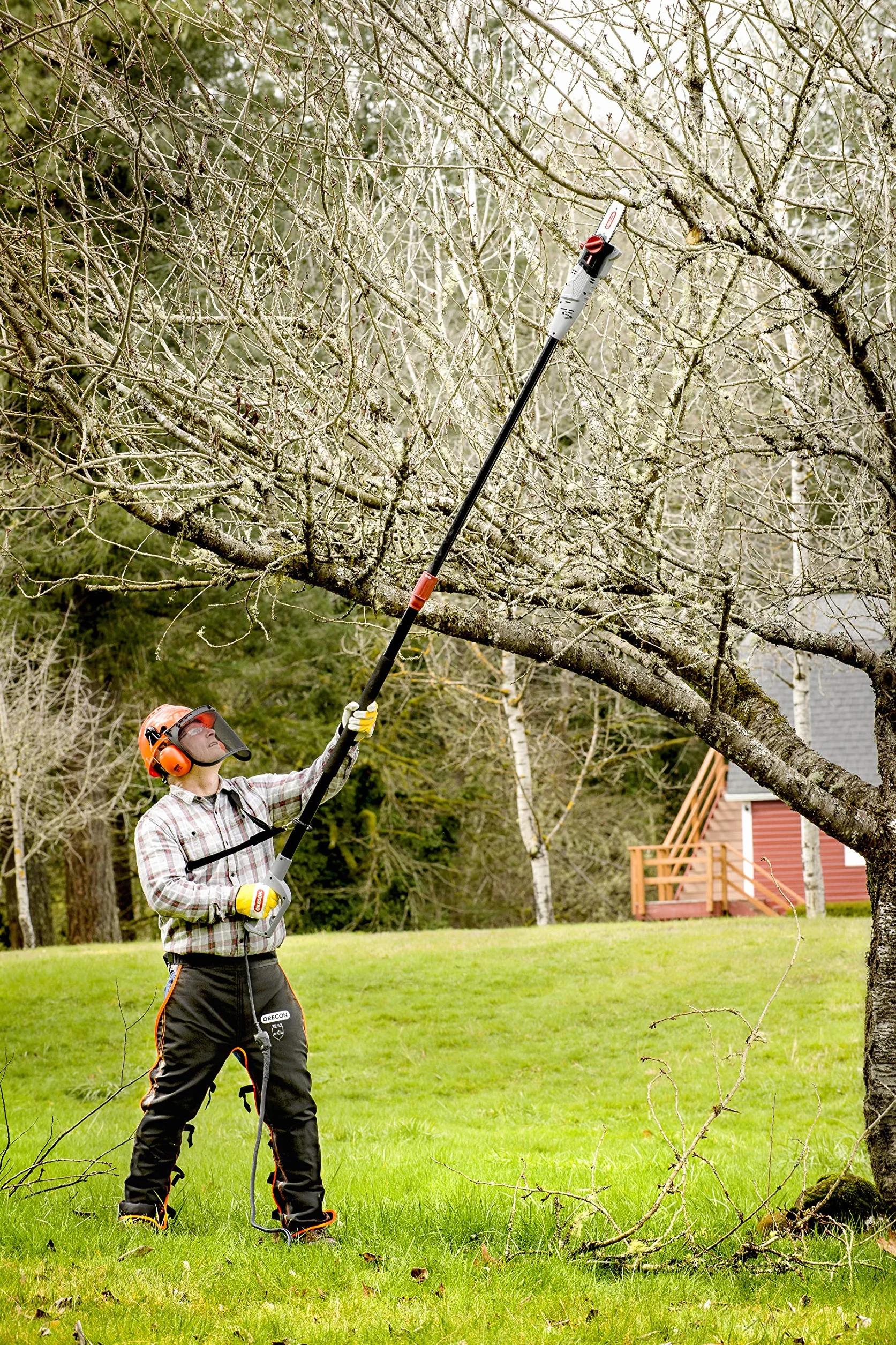 Oregon PS750 Sega ad Asta Telescopica / Potatore Elettrico 230V con Cavo, Lunghezza Massima di 4 m, Lama da 20 cm