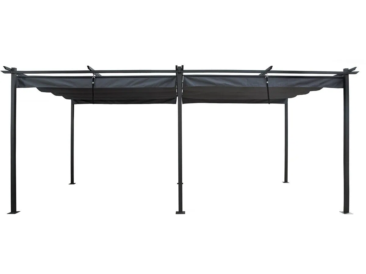 Pergola in metallo con tetto retrattile - 3 x 6 m - Antracite