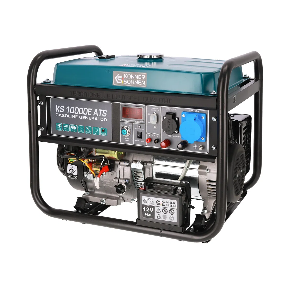Generatore di corrente Könner & Söhnen KS 10000E ATS - generatore benzina Motore 4 tempi con avviamento elettrico, regolatore automatico di tensione 230V, alimentazione automatica di emergenza, 8KW