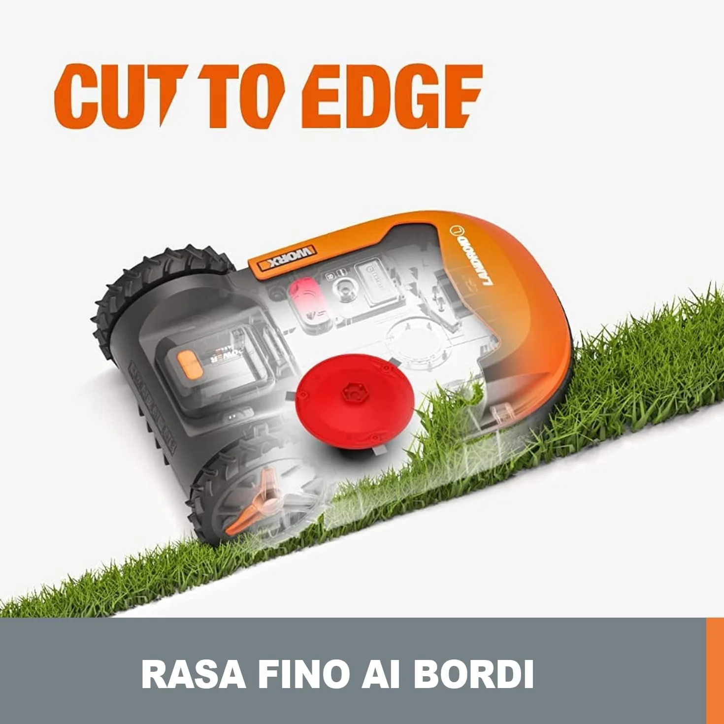 WORX WR169E Robot Landroid Classic rasaerba con cavo limitatore per giardini fino a 300 m² - navigazione AIA - controllo app, Wi-Fi, Bluetooth - Cut-to-Edge - larghezza di taglio 16 cm