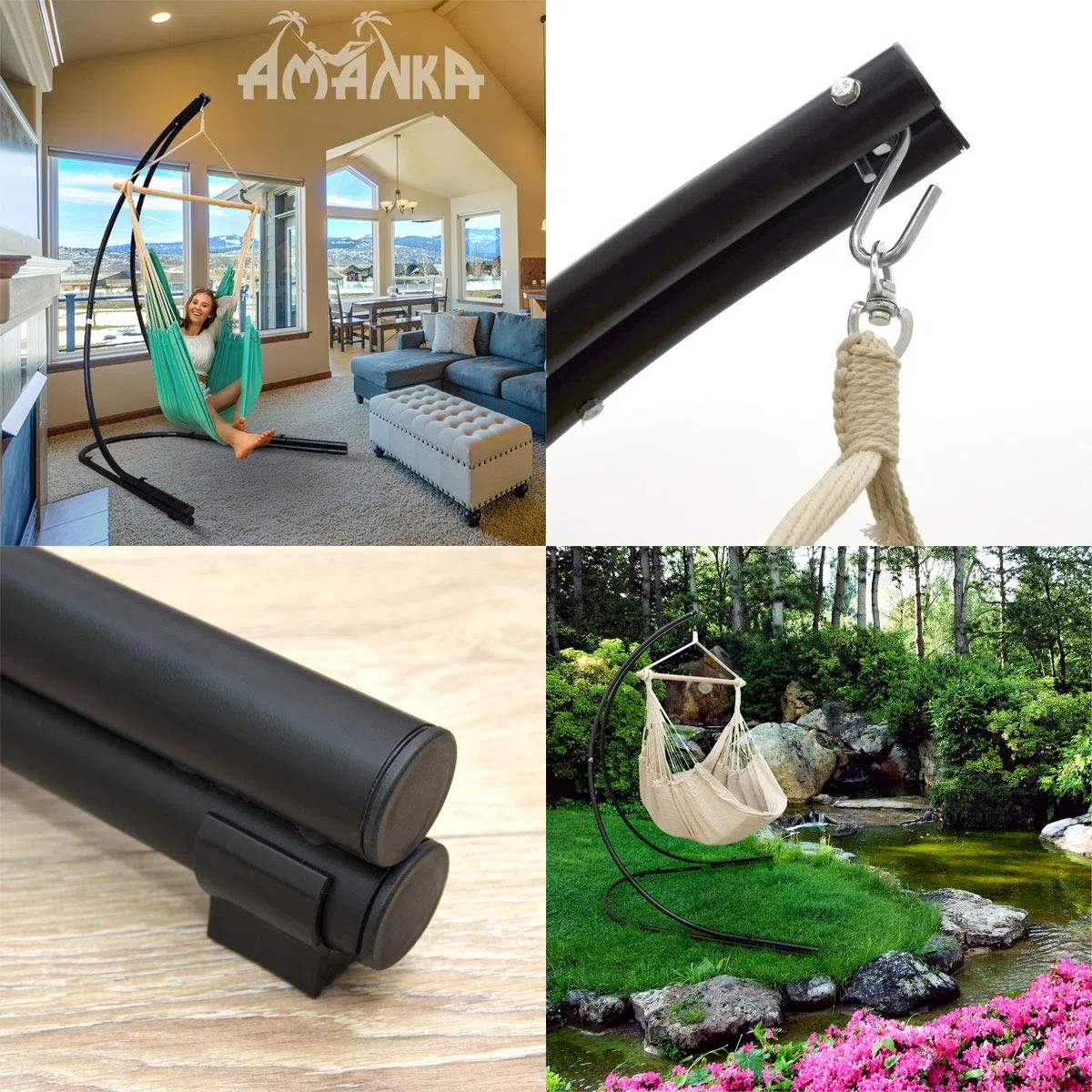 AMANKA Fino a 150kg: Supporto per Sedia a Dondolo da Esterno - 210cm Supporto Sedia Sospesa - XL Base per Poltrona Sospesa - Struttura per Poltrone da Giardino Altalena da Camera Sedie da Giardino