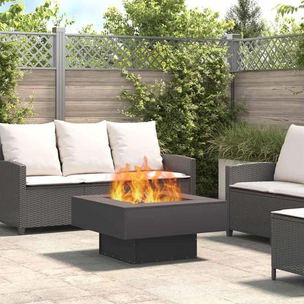 vidaXL Focolare Nero 80 x 80 x 40 cm Acciaio, Moderno braciere Quadrato, Resistente Riscaldamento Esterno per Giardino e terrazza, Stile Contemporaneo per riunioni
