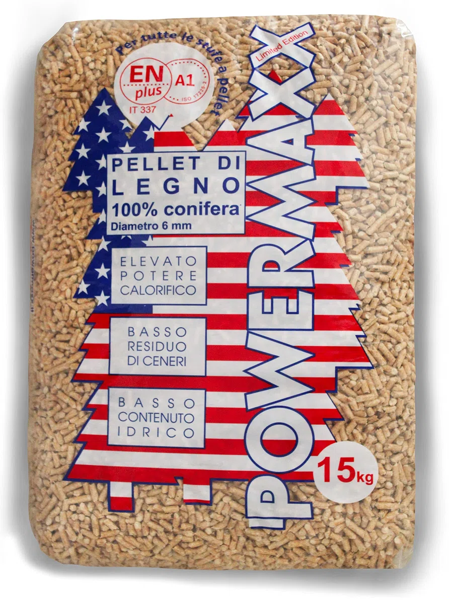 2 SACCHI x 15kg PELLET USA AMERICANINO DI CONIFERA PER STUFE E TERMOSTUFE A1