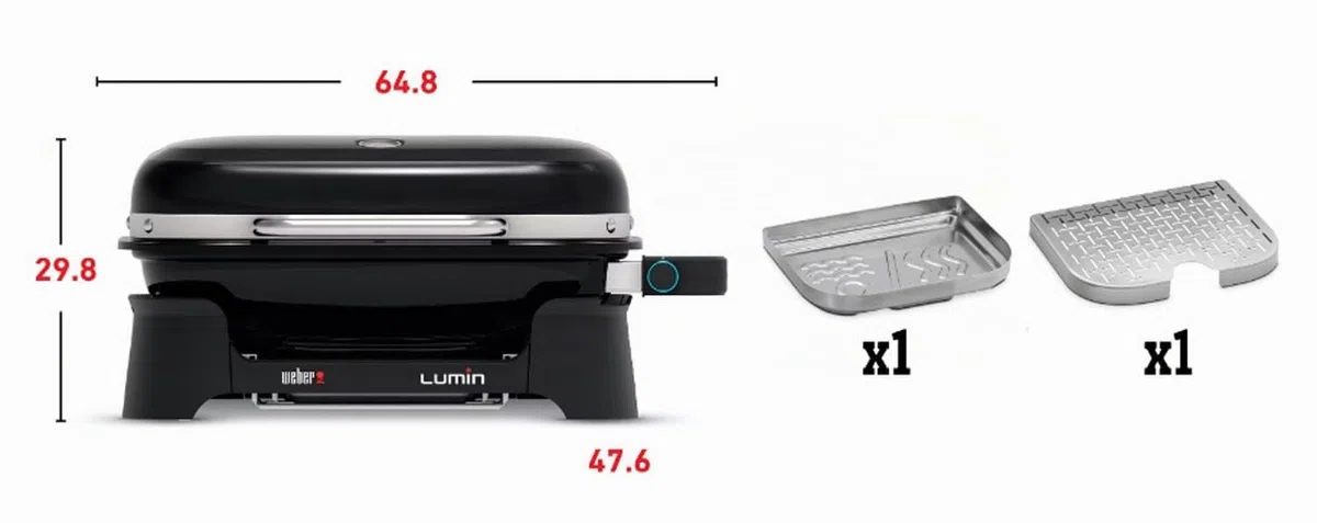 Weber Lumin Barbecue Elettrico/rosolare, affumicare, cuocere a Vapore, Cucinare e Mantenere in Caldo, Fino a 315 °C, Superficie di Cottura 33 × 49 cm, Nero (92010953)