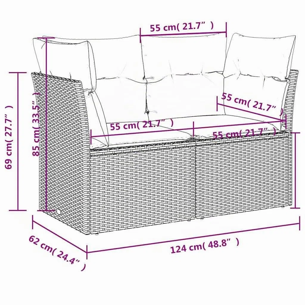 vidaXL Divano da Giardino con Cuscini a 2 Posti Beige in Polyrattan