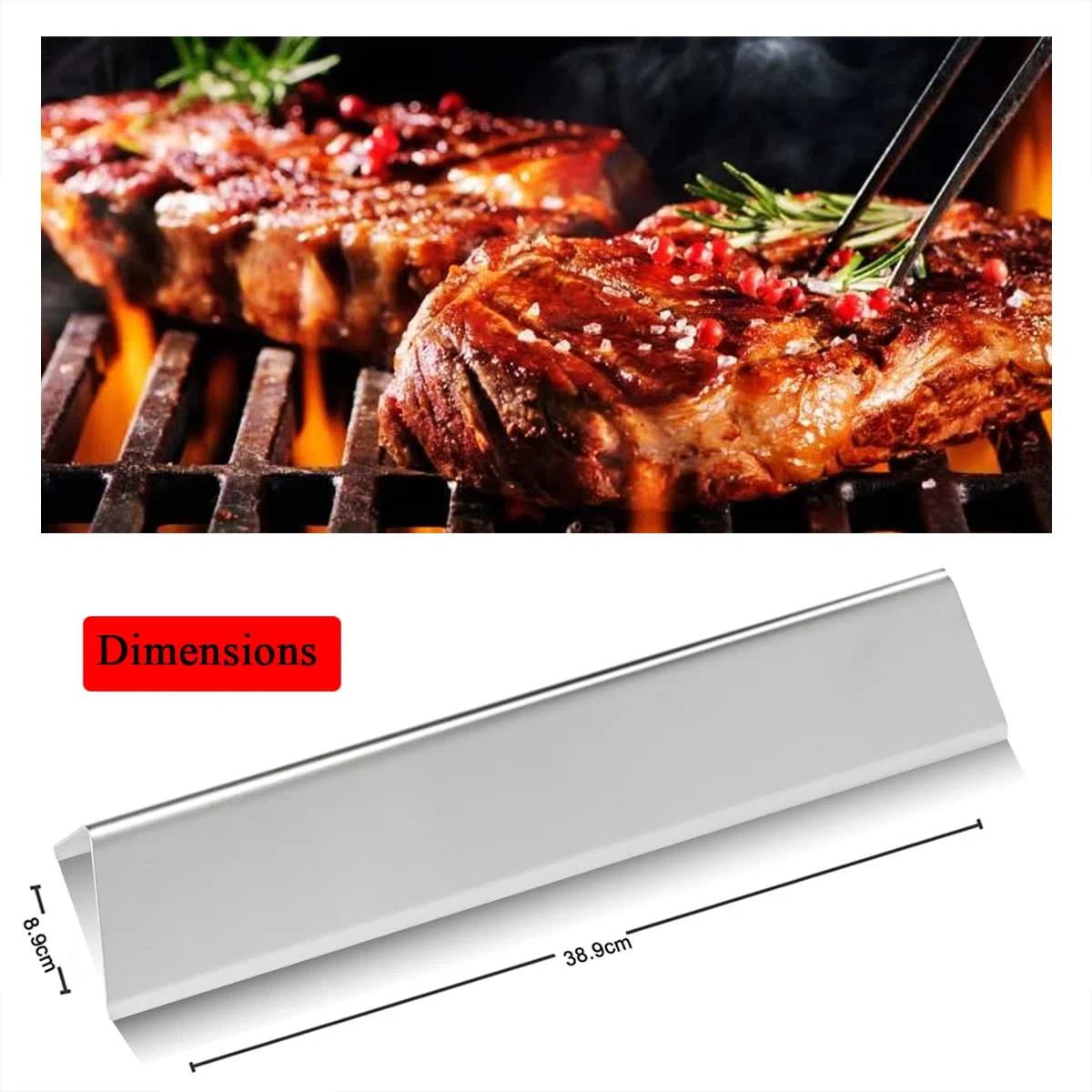 38,9 cm 7635 Barre aromatizzanti per Weber Spirit Serie 200, Spirit E210, S210, E220, S220 con pulsanti di controllo anteriori, Piastre riscaldanti in acciaio inox Scudo per Weber Spirit I, II 200