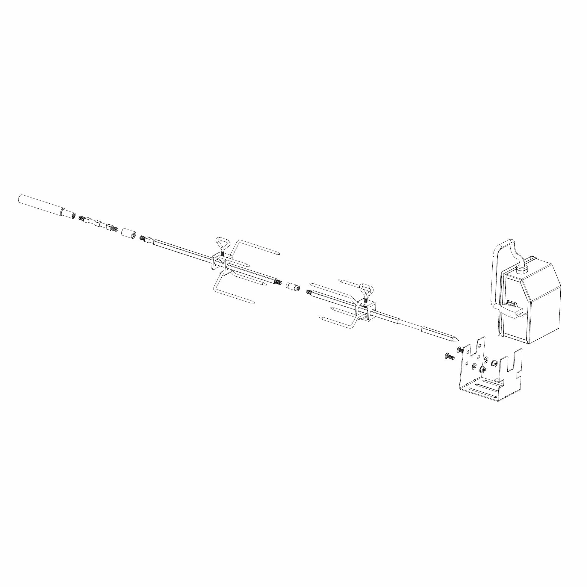 BBQ-Toro Set di spiedini in acciaio inossidabile adatto per Weber Spirit II Gas Grill I con 2 aghi per carne, manico e motore I Spiedo per girarrosto