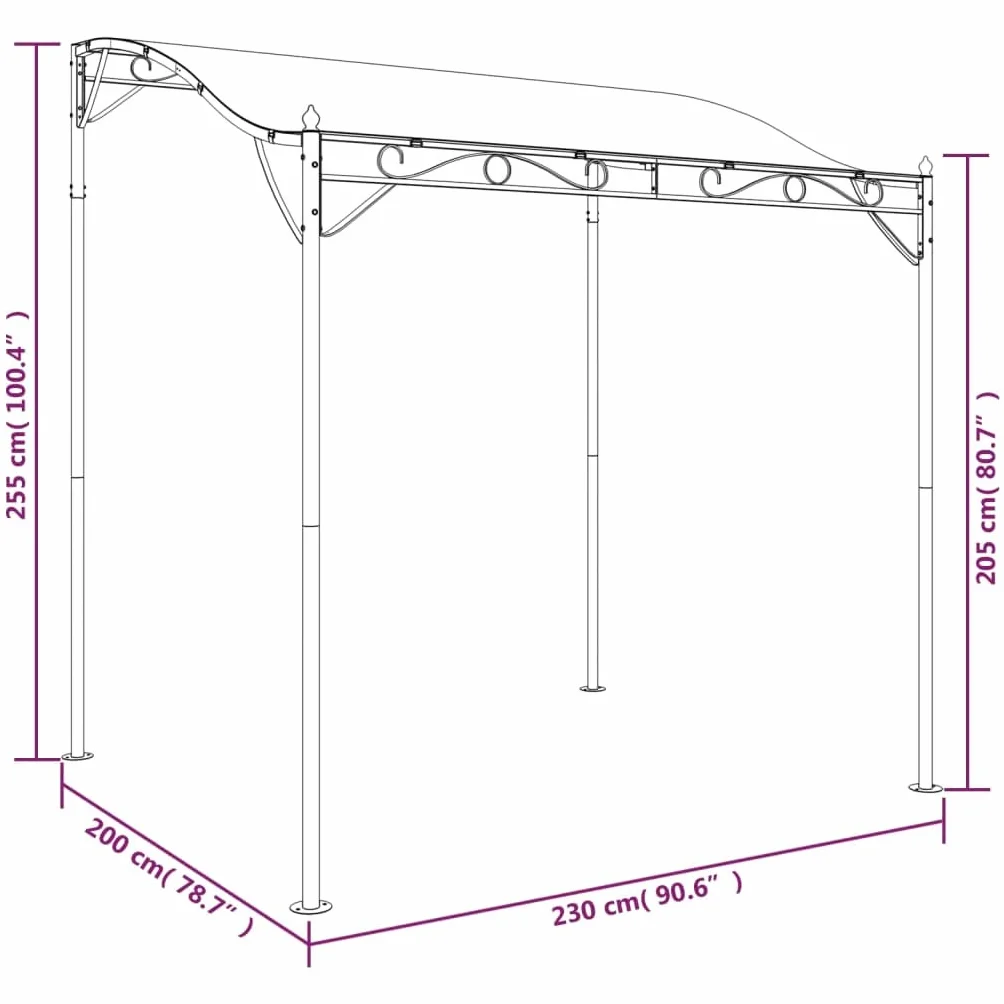 vidaXL Tettoia Crema 2x2,3 m 180 g/m² Tessuto e Acciaio