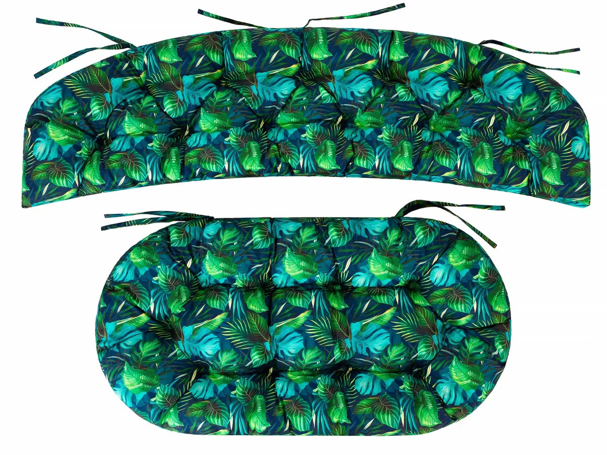 Cuscino per sedia in rattan, panca, panchina, dondolo, cuscino da giardino, 2 + 1 cm, foglia blu