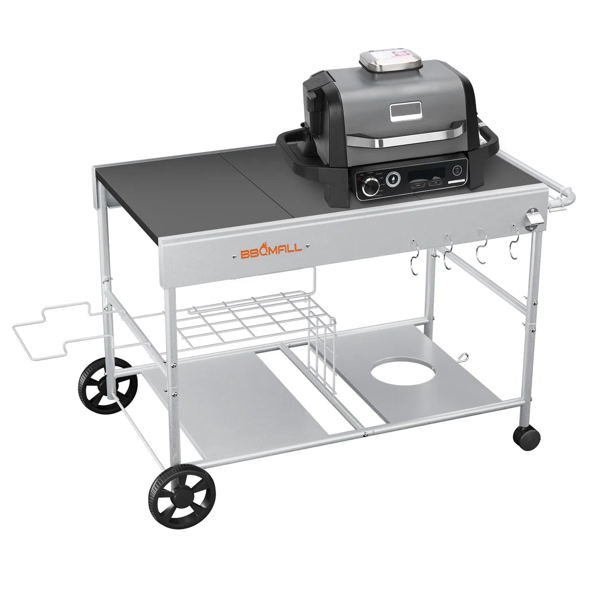 GFTIME Carrello per pizza migliorato per Koda/Karu/Fyra 16 & 12, 128 x 64 x 78 cm, carrello da cucina, carrello da portata per Ninja Woodfire, Blackstone Griddle, carrello per Weber serie Q
