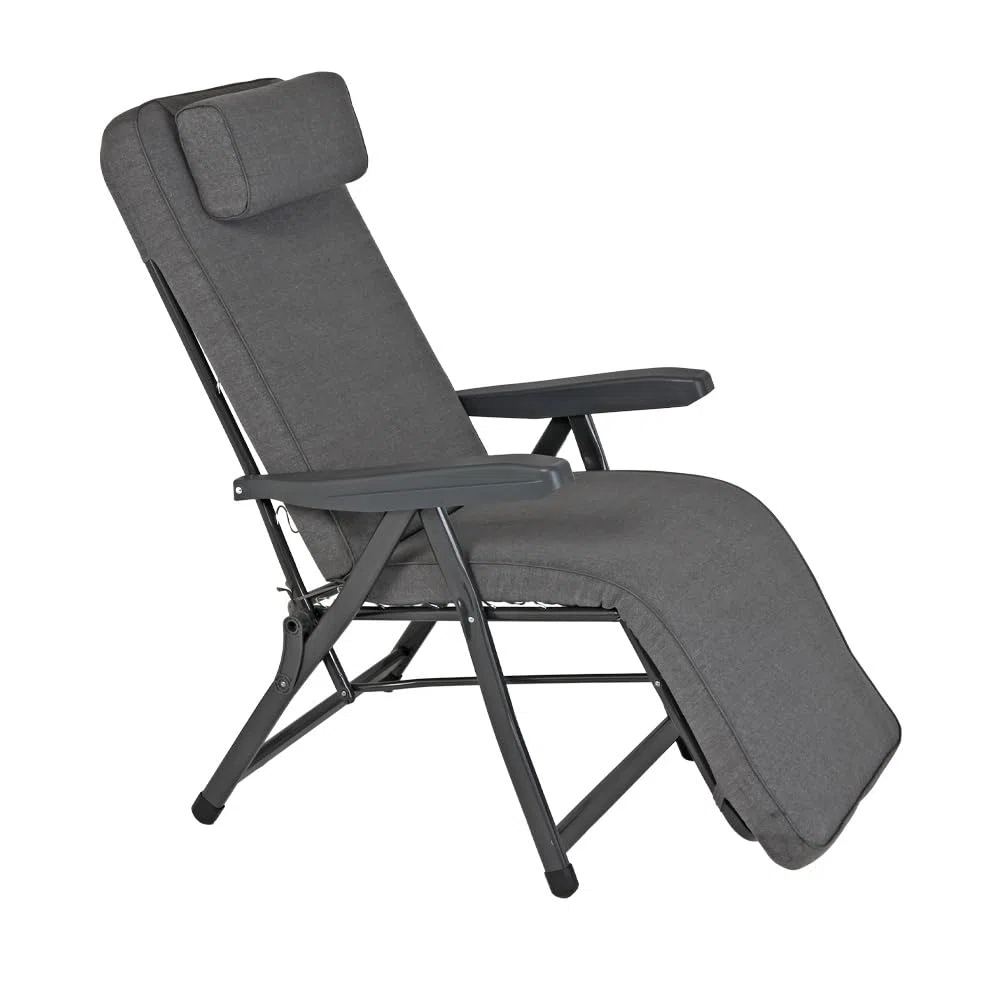 MA MAISON Poltrona Reclinabile Automatica Imbottita 154x60x65 cm - con Poggiatesta, 6 Posizioni, Braccioli Ergonomici, Struttura in Acciaio, Poggiapiedi, per Interno, Esterno - Made in Italy GRIGIO