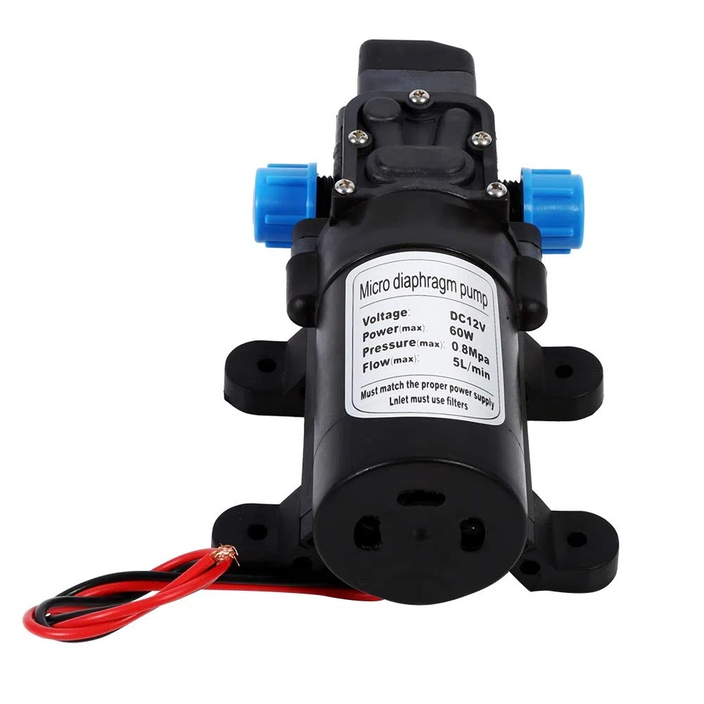 VOBOR Pompa Acqua 12V Alta Pressione, 60W 5L/min 116Psi Pompa Autoadescante, Elettropompa Acqua Autoadescante per Roulotte Barca Camper Giardino Pulizia Veicoli Camper