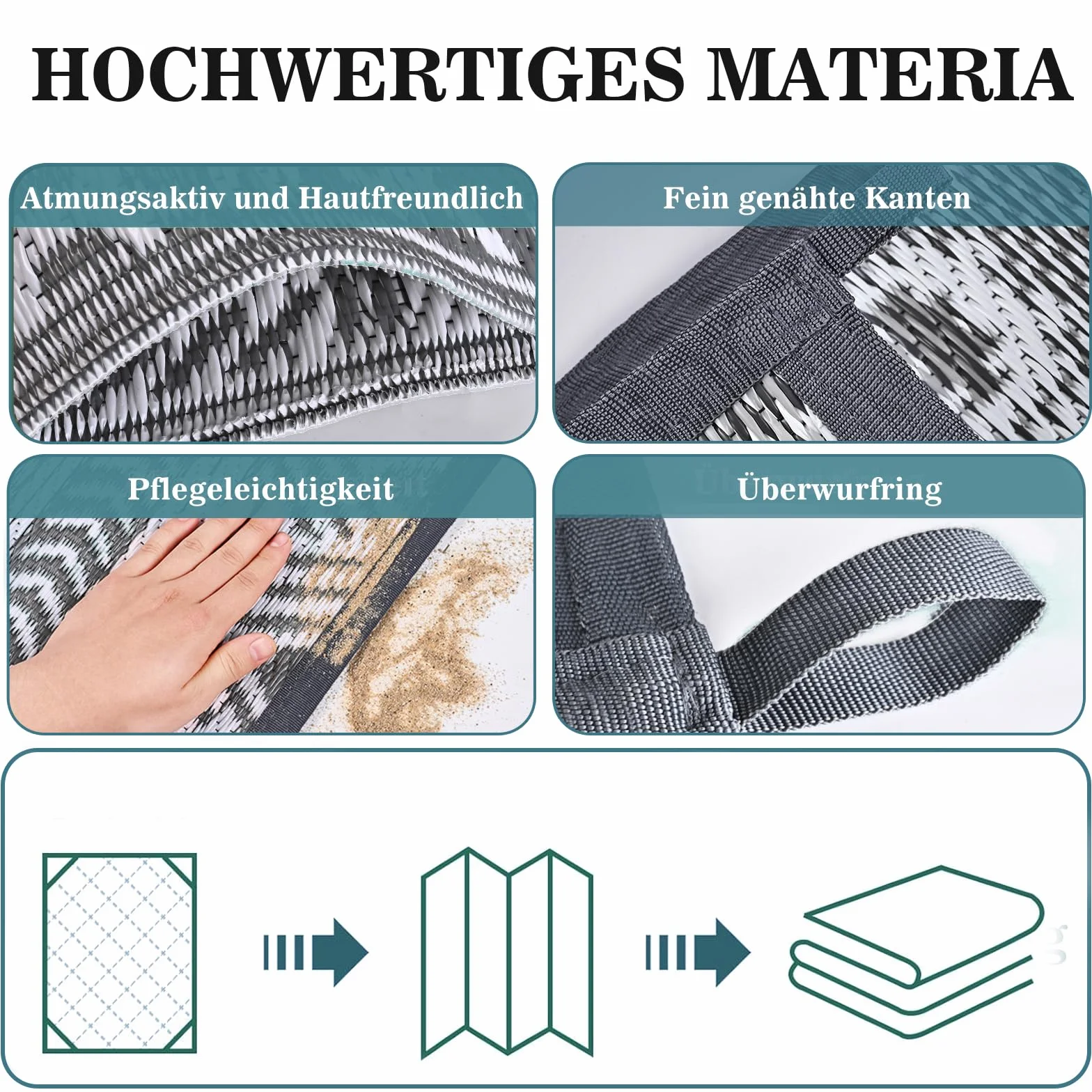 Tappeto esterno Alishomtll, 150 x 245 cm, polipropilene, resistente intemperie, UV, reversibile
