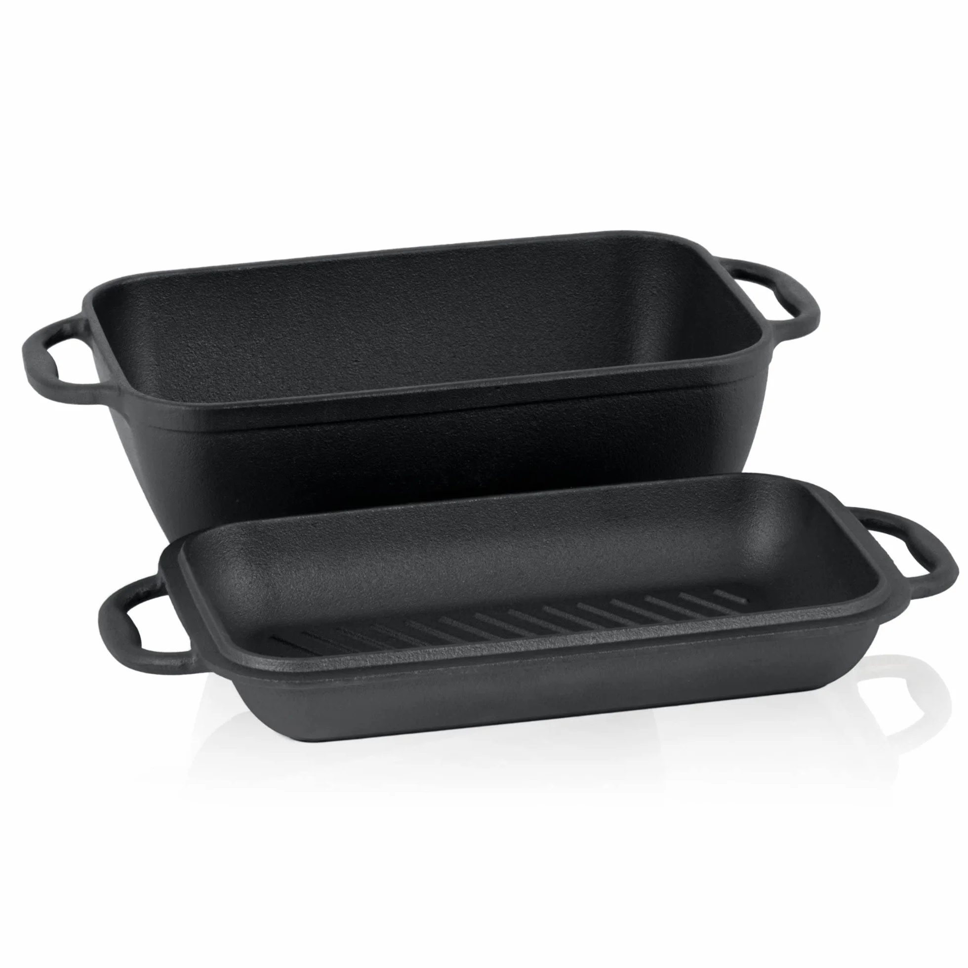 BBQ-Toro Casseruola in ghisa con coperchio 4,5 L | Pentola 2 in 1 padella + teglia pane | Ideale per stufare, barbecue e forno, grande pentola resistente, teglia in ghisa, uso universale