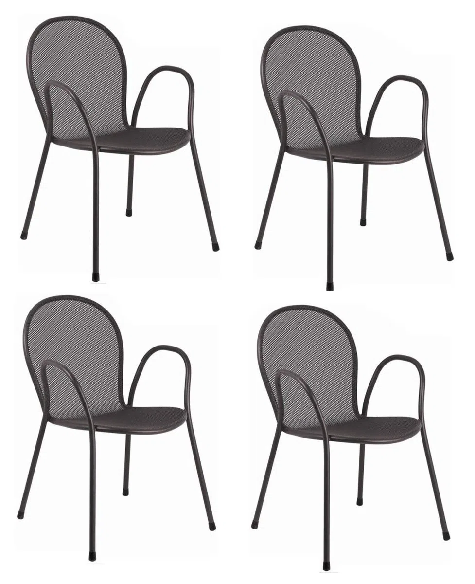 EMU 4 pezzi - SEDIA CON BRACCIOLI RONDA ART. 116 COLORE GRIGIO ANTICO - PER USO ESTERNO - MADE IN ITALY