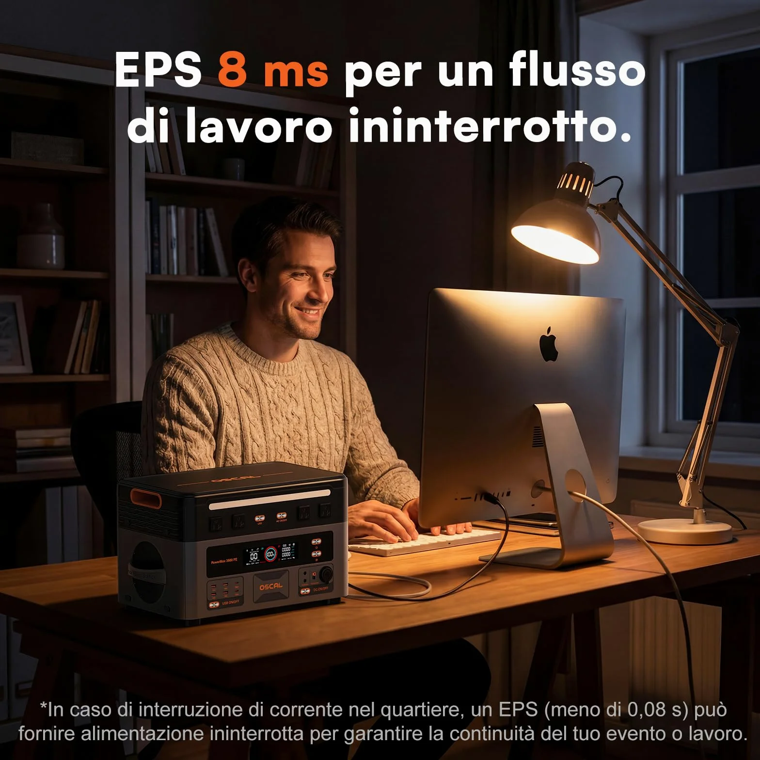 OSCAL PowerMax 3600PE Centrale Elettrica Portatile, LFP Batteria da 2016Wh, 4 Uscite CA 3600W (7200W Picco), Portable Power Station per casa, Campeggio e Camper