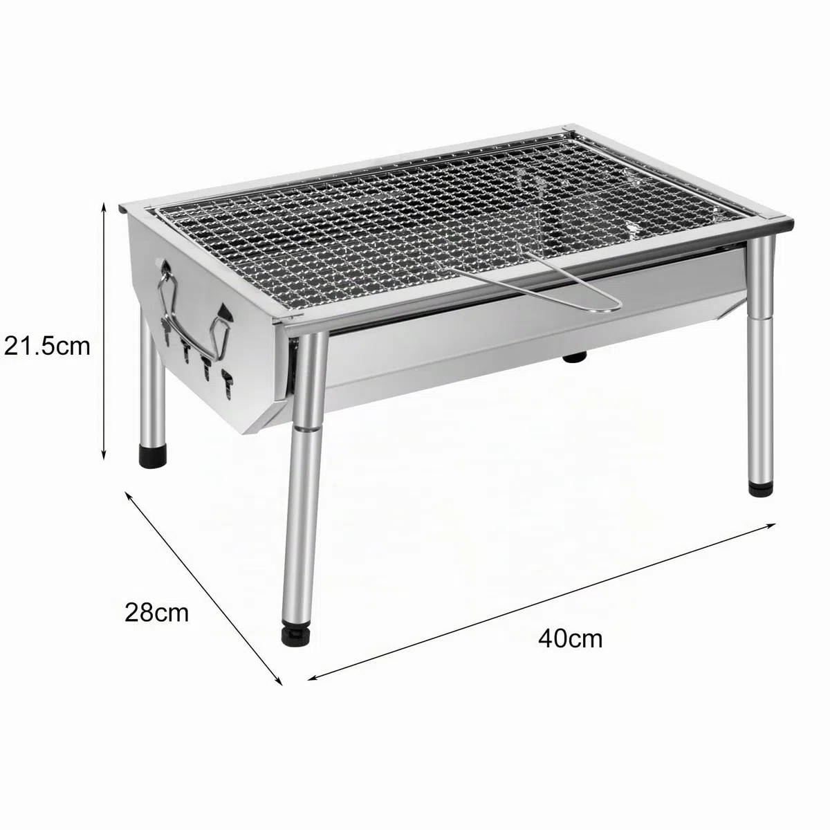 Barbecue a carbonella da esterno, in acciaio inox, regolabile e smontabile, portatile, con gambe di supporto, per giardino, pic-nic, campeggio