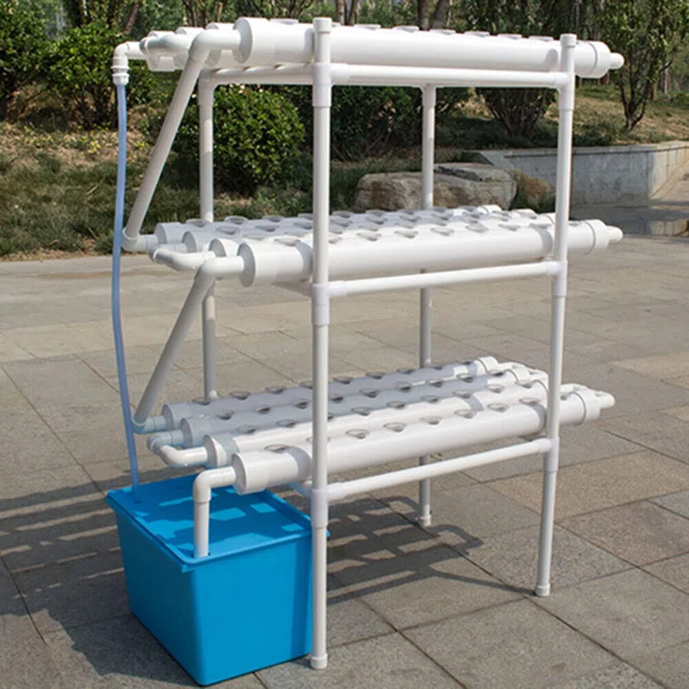 Kit Sistema di Coltivazione Idroponica a 3 Livelli 108 Posti per Ortaggi Kit di Coltivazione Idroponica Sistema di Coltivazione Senza Suolo in PVC Kit Idroponici per Ortaggi a Foglia.