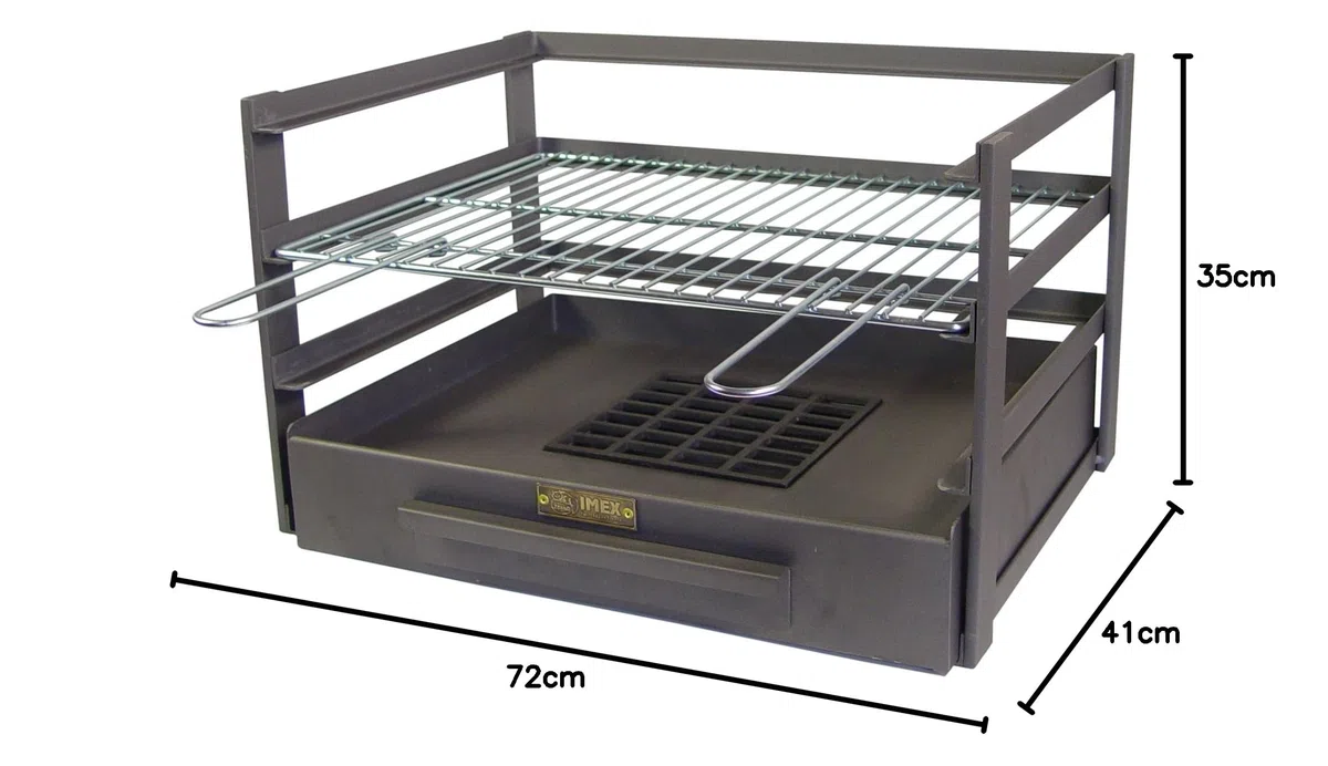 IMEX EL ZORRO 71476.0 Cassetto Barbecue con Griglia Zincata, Nero, 72 x 41 x 35 cm