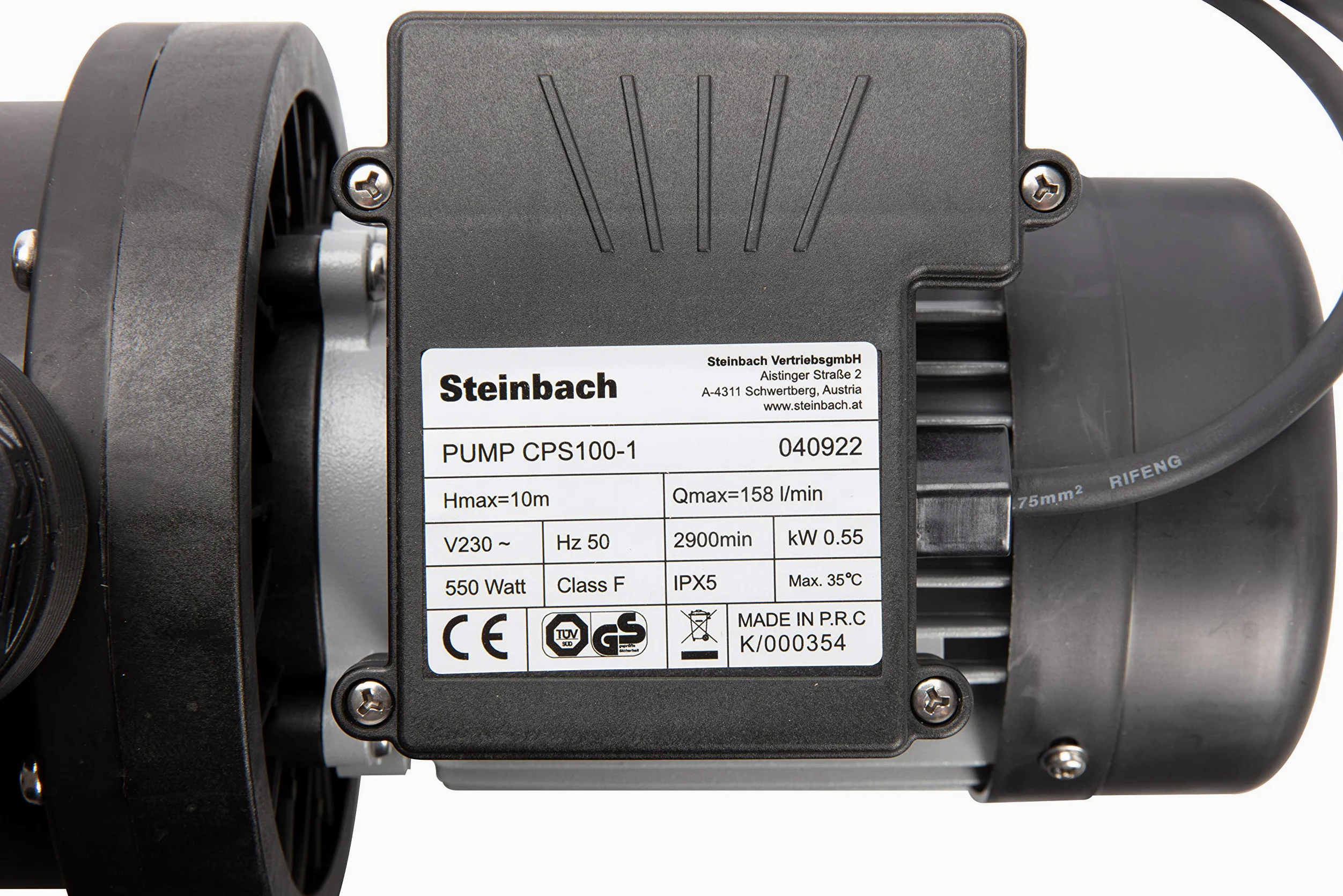 Pompa filtro Steinbach SPS 100-1, 230 V / 550 Watt, 158 l / min, max. Altezza della pompa 10 m, 040922