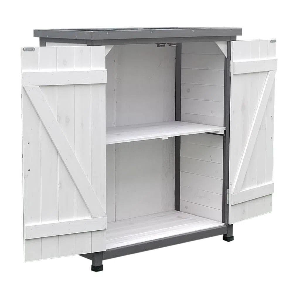 Melko Armadio da giardino, bianco/grigio, con 2 ante