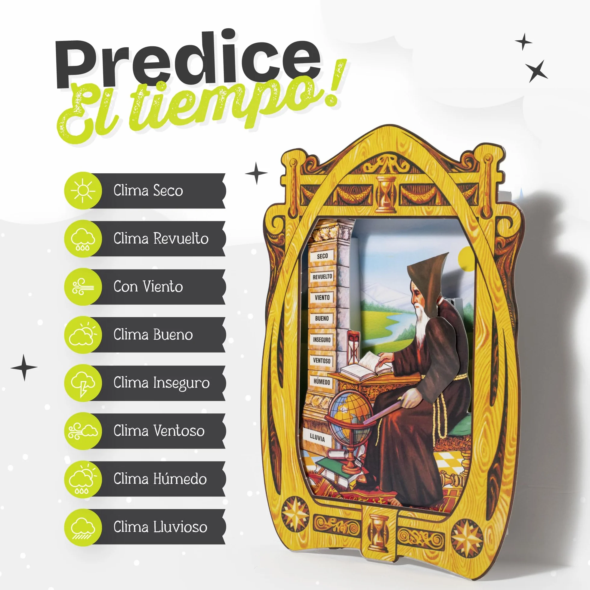Igrometro Fraile del Tempo - Igrometro di Cabello Monaco del Tempo, indicatore tradizionale del clima e umidità, prodotto in Spagna