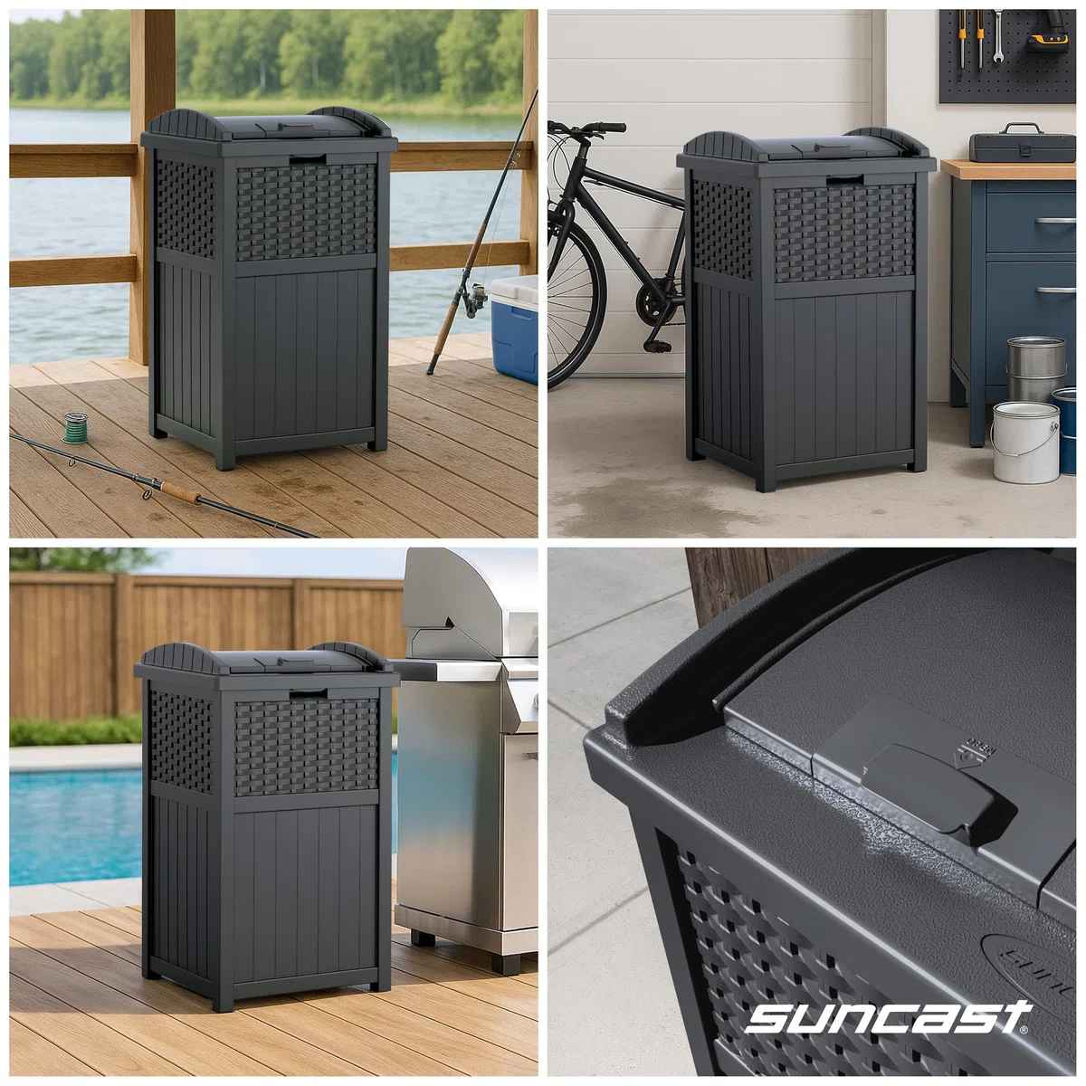 Suncast Cyberspace Pattumiera in resina per esterni, nascondiglio sulla terrazza, ca. 33 l