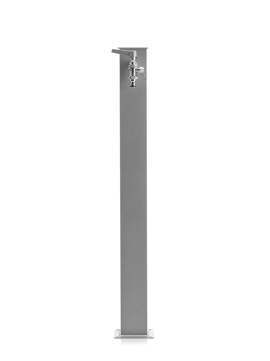 BelFer 42QRR Fontana da Giardino Struttura Quadrata in Acciaio Alluminio con Porta Gomma Doppio Rubinetto in Ottone Colore Alluminio
