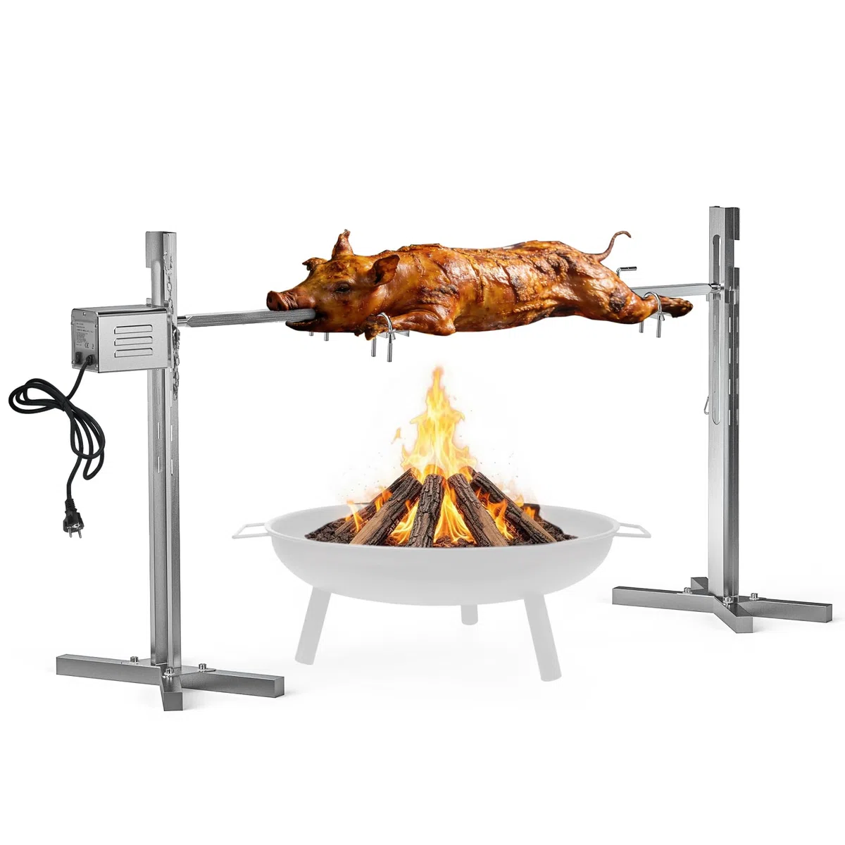 onlyfire Kit per Girarrosto Elettrico per Barbecue con capacità di Carico di 60 kg, Griglia in Acciaio Inossidabile per Maiale Intero e Agnello per Barbecue All'aperto e Arrosto di Maiale