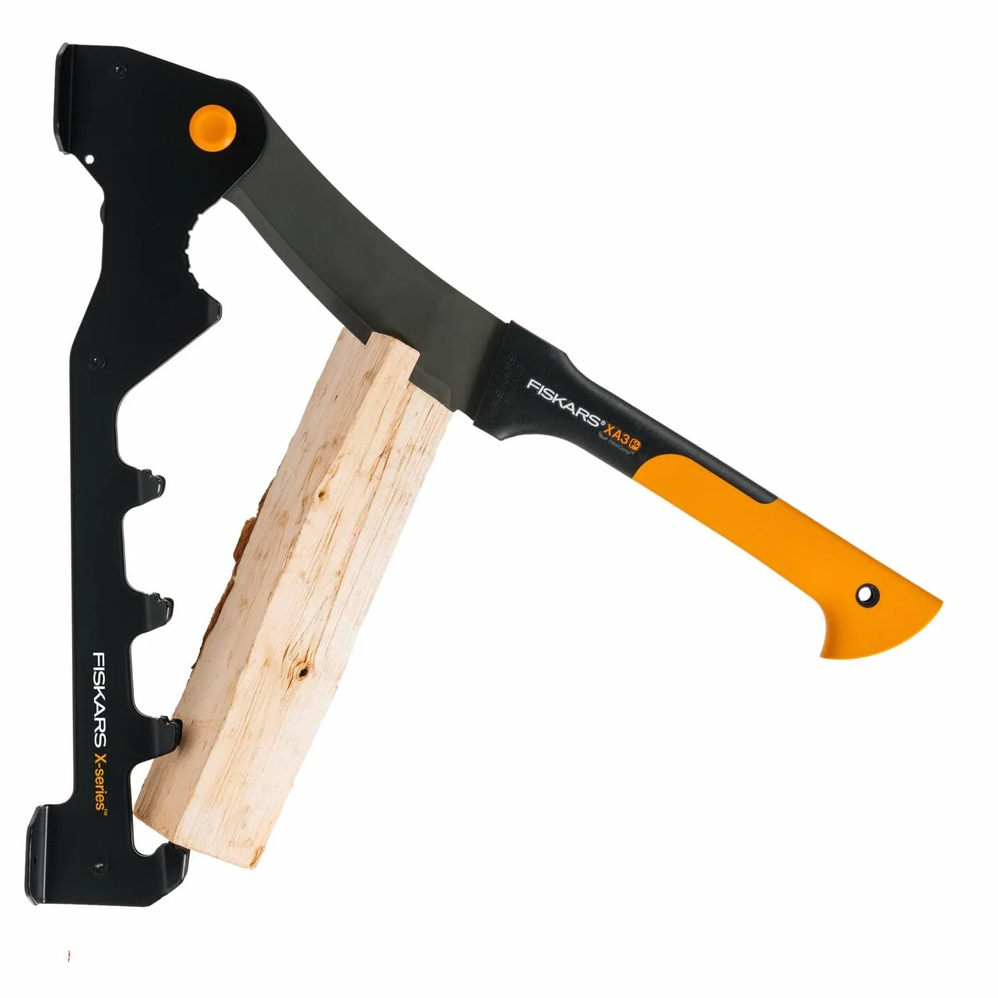 Fiskars X-Series Set Spaccalegna, con Supporto a Parete e Machete WoodXpert XA3, per Legna da Ardere e Rami, 1079159