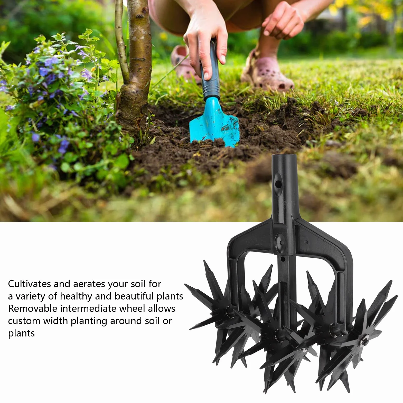 Coltivatore Rotativo da Giardino, Strumento Scarificatore per Terreno da Giardino 2 in 1 Rimovibile, Fresa per Scarificatore Ventilata Portatile Resistente, per Riseminare la