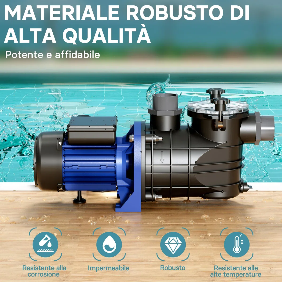 Pompa piscina per ricircolo e filtraggio 17700 l/h 1100 W Pompa di circolazione