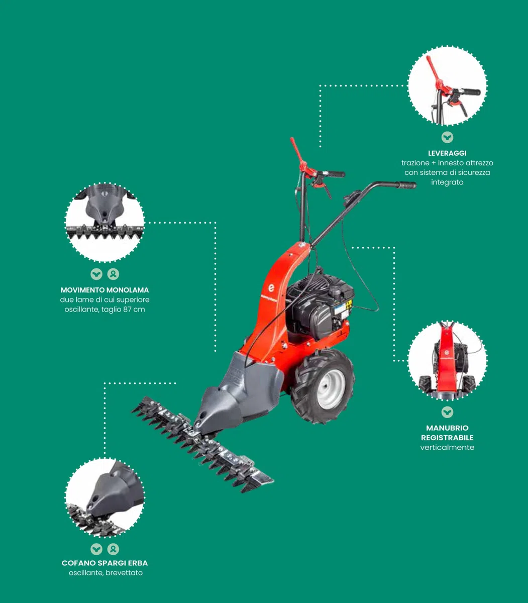 Motofalciatrice a Scoppio EUROSYSTEMS M90 Motore RATO Falciatrice Motofalce Semovente