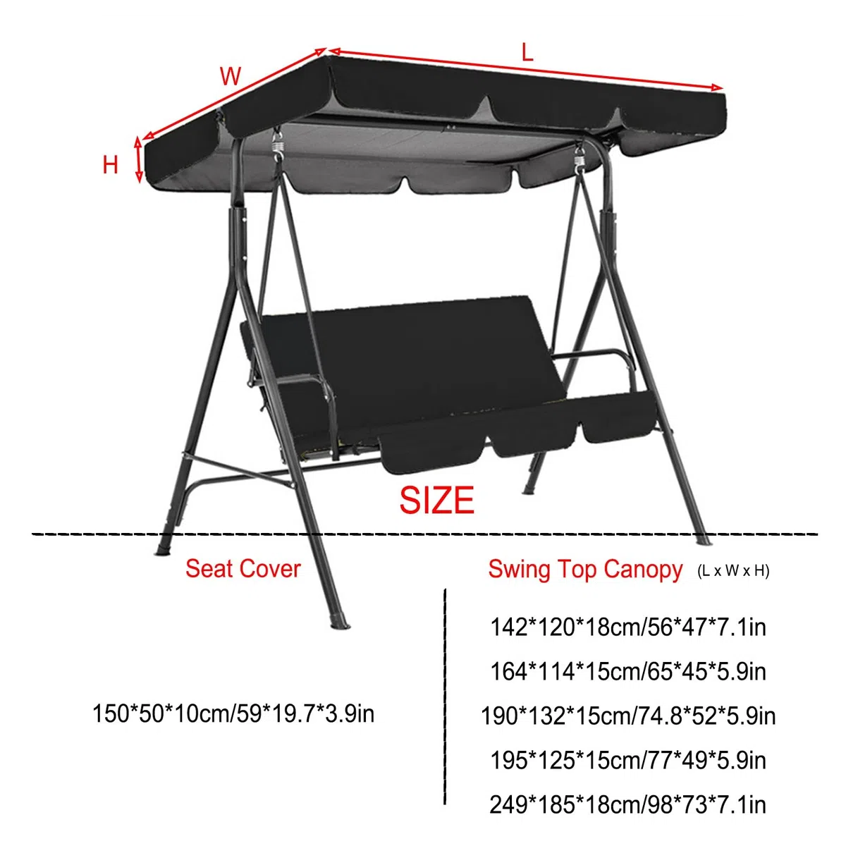 Set di Copertura Tetto e Sedile Dondolo a 2-3 Posti,Telo Dondolo Ricambio,Coperture per Dondoli Resistenti Al Aole per Protezione Dei Mobili da Esterno(Coffee,65 x 45 x 5.9in)