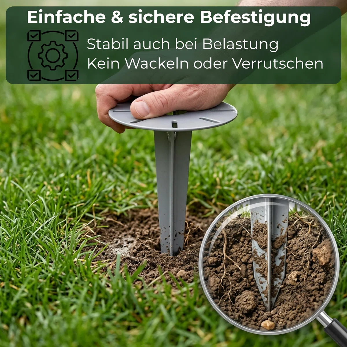 Novatool 10 picchetti da terra Ø 15,5 x H 30,5 cm, zincati, fissaggio a terra per lampade a terra, accessori da giardino, accessori da giardino, colonne di ancoraggio, picchetto in acciaio