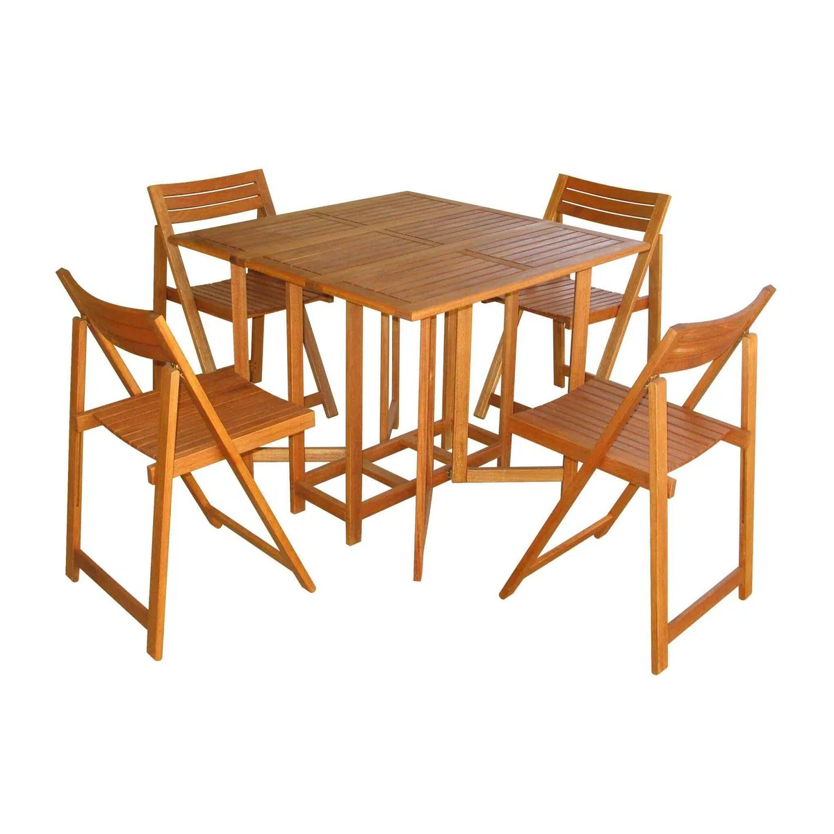 milani home Set Tavolo + 4 Sedie in Legno di Acacia per Esterno Giardino Portico Ristorante Bar Hotel Albergo Agriturismo