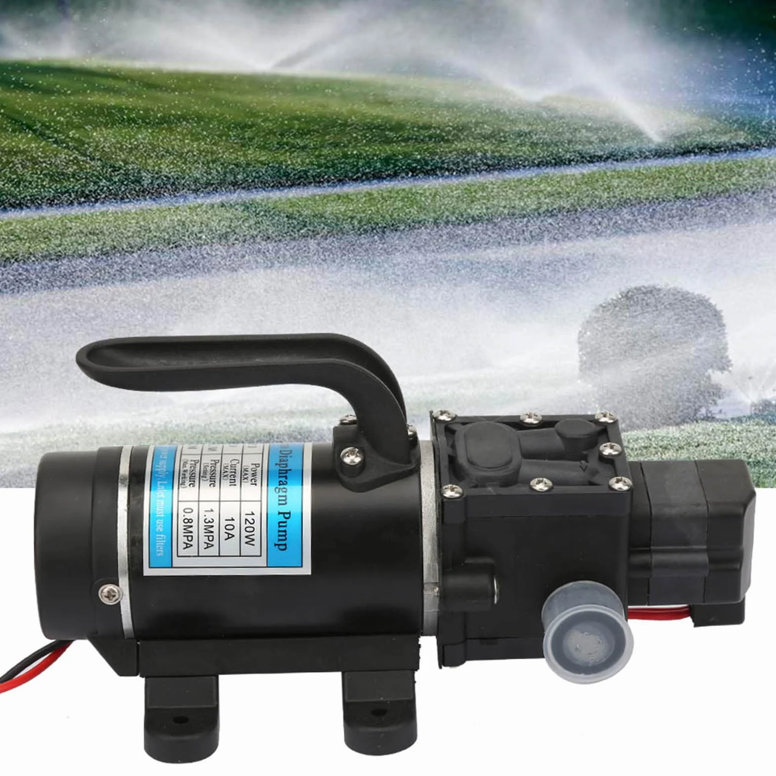 Pompa Acqua Ad Alta Pressione 12V 120W con Pressostato, Autoaspirante e Protezione Surriscaldamento, per Irrigazione Giardino e Idropulitrice Portatile