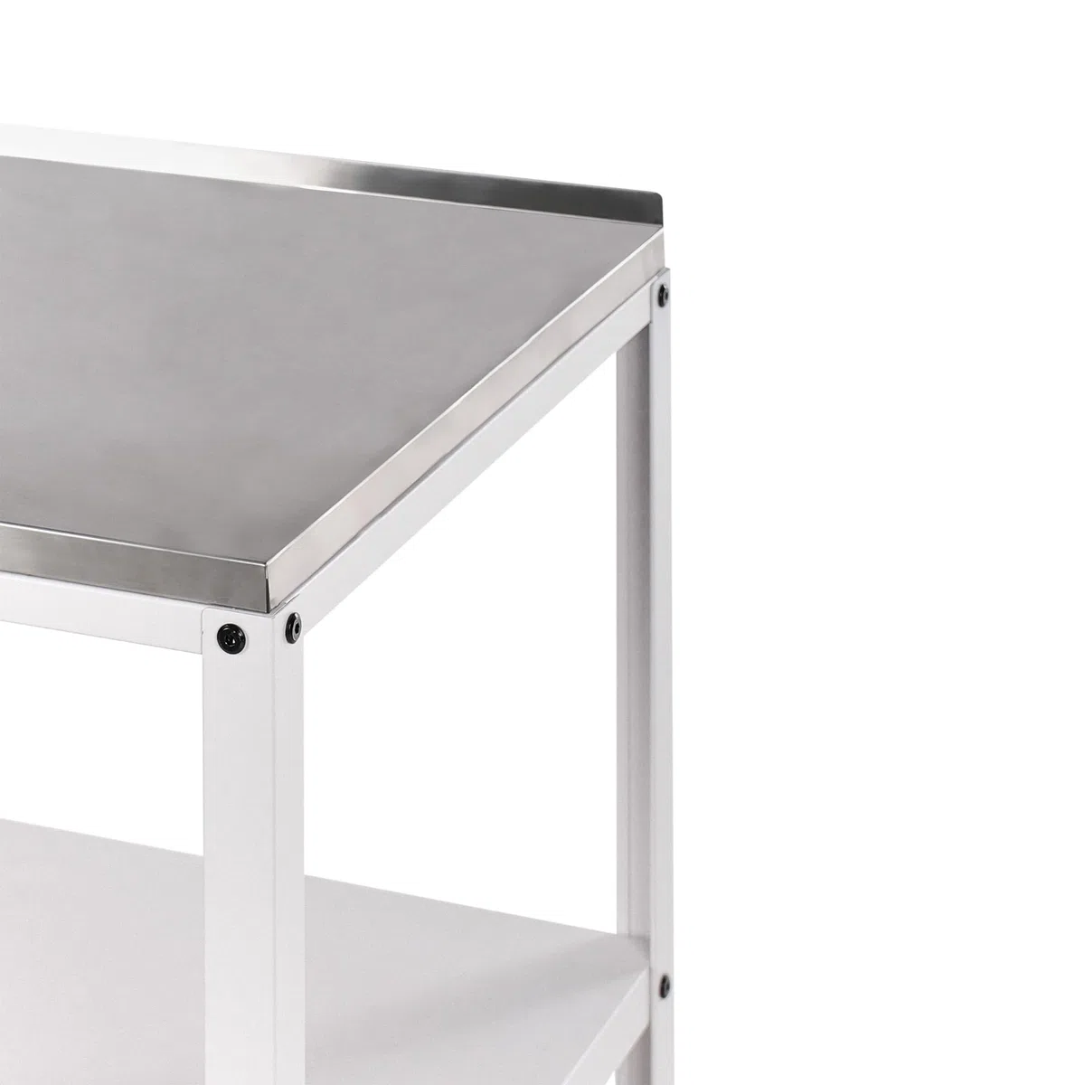 Beliani Isola da Giardino per Esterni Mensole per Cucina Piano in Acciaio Inox Bianco