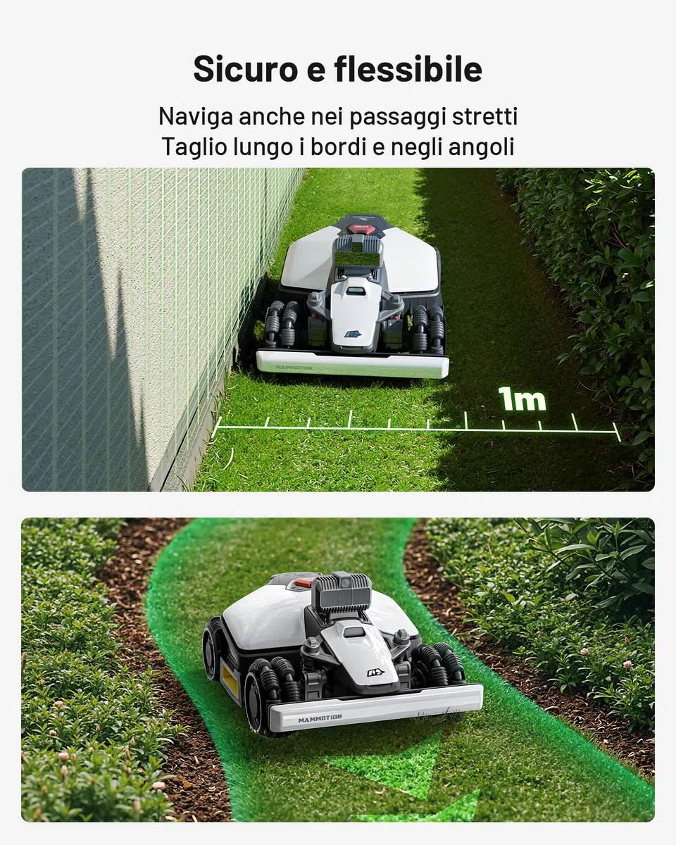 MAMMOTION LUBA mini AWD LiDAR – Robot Tagliaerba Senza Filo Perimetrale con LiDAR 3D+Visione, Senza Antenna RTK, Mappatura Automatica, Superficie Consigliata 1500 m², Modulo 4G, Pendenze Fino all'80 %