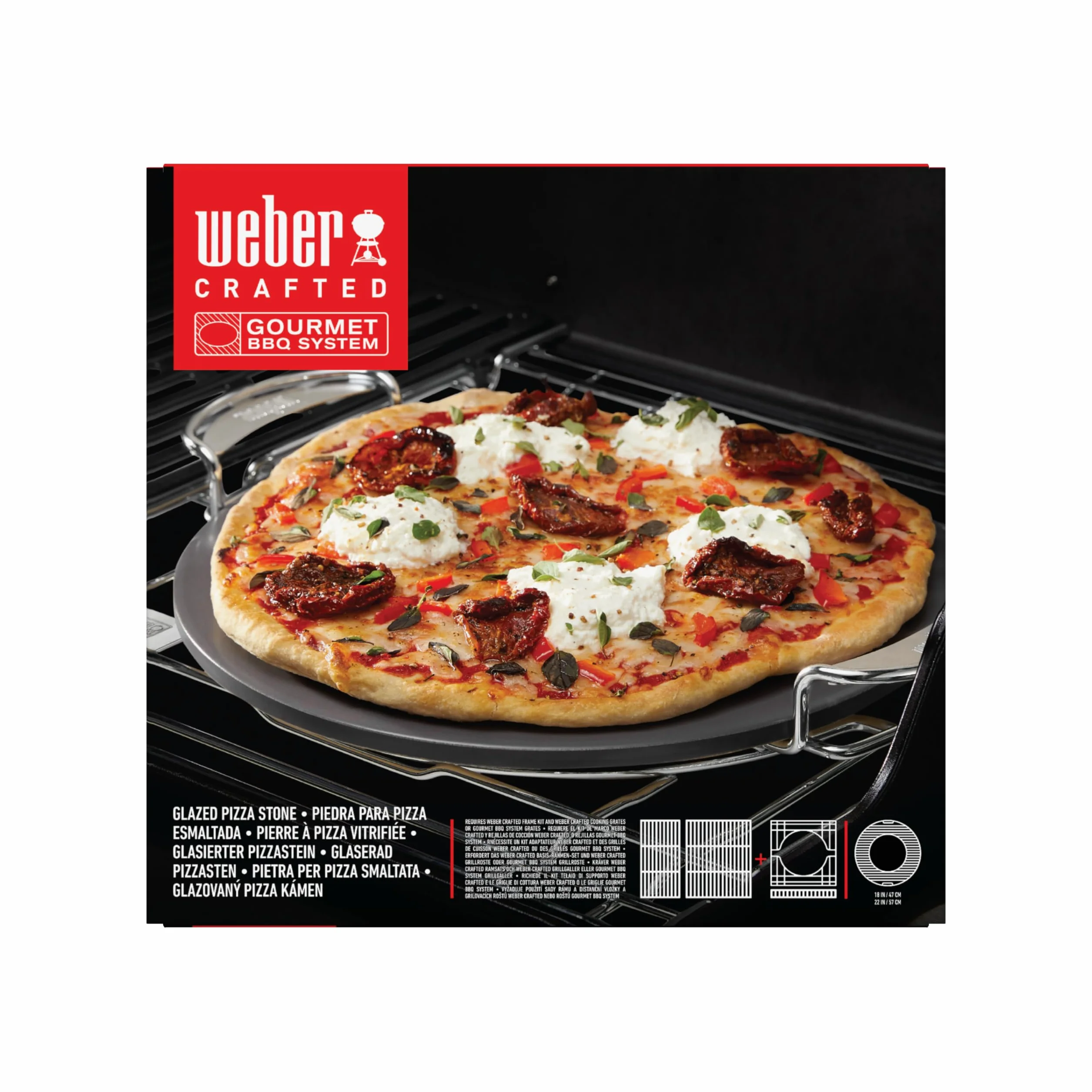 Weber Crafted Pietra per Pizza Smaltata/Resistente al Calore, accumula Il Calore in Modo Uniforme, per basi croccanti e Facile Pulizia – Crema (8861)