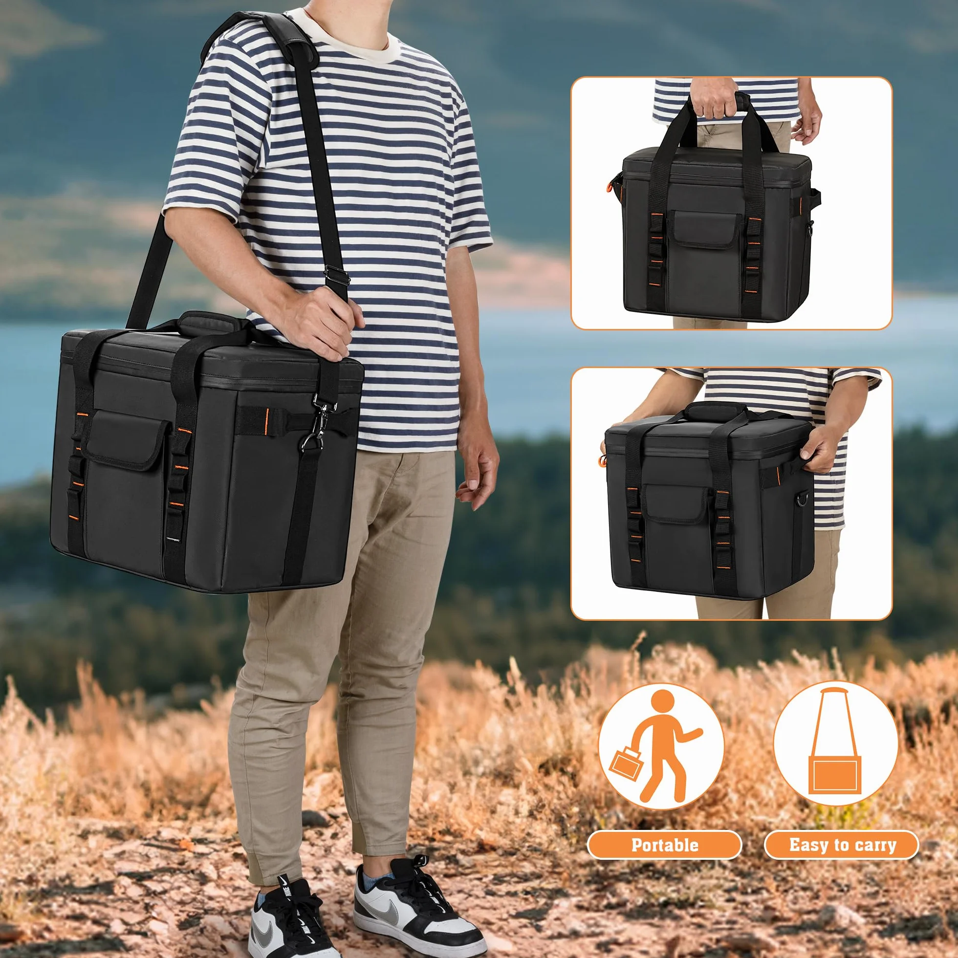 Trunab Custodia da Trasporto Resistente all'Umidità Compatibile con Jackery Explorer 300/500/1000/1000 Pro/ECOFLOW River2/River2 Pro/River2 Max, Borsa per Generatore Scolastico con Divisori Regolabili