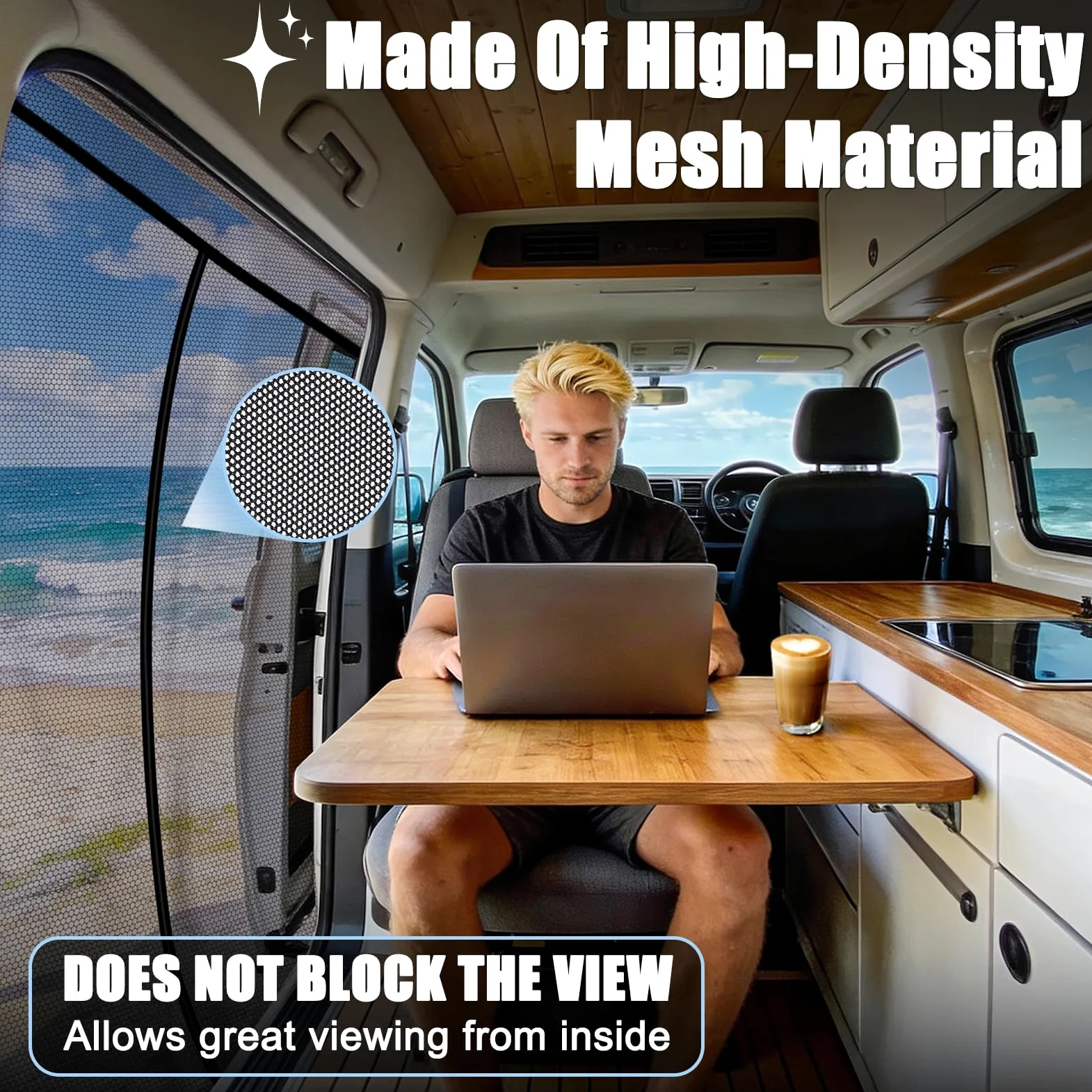 Moskitonetz Magnetico per VW T5 T6 Porta Scorrevole | Rete Antinsetti & Zanzariera con Rete Ombreggiante | Protezione Solare come Accessorio da Campeggio per Multivan