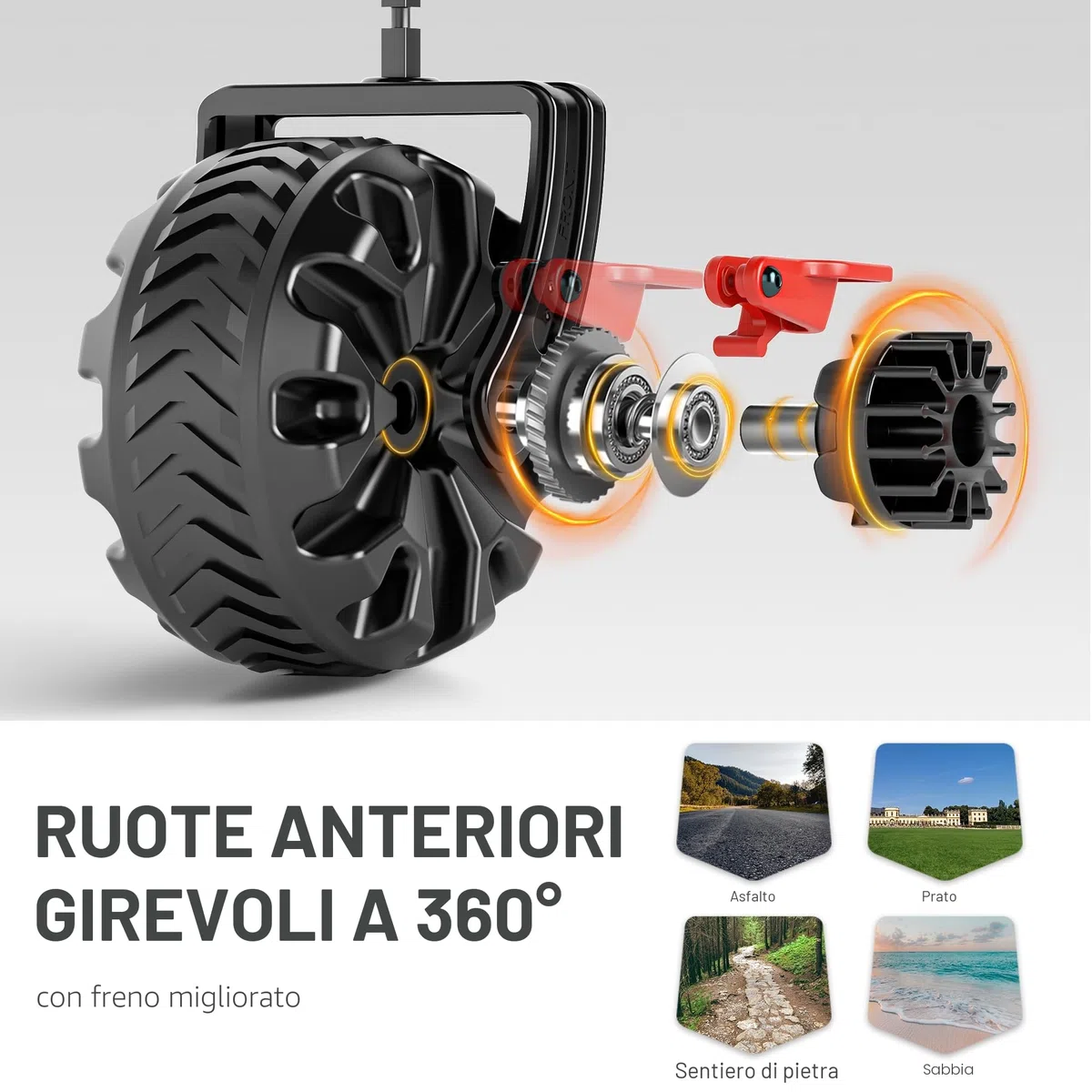 TIMBER RIDGE Carrello Spiaggia Ruote Grandi con Freno Carrello Pieghevole Trasporto Braccioli Regolabili e Tasche Laterali per Rimorchio Giardino Campeggio all'aperto Ogni Tipo di Terreno