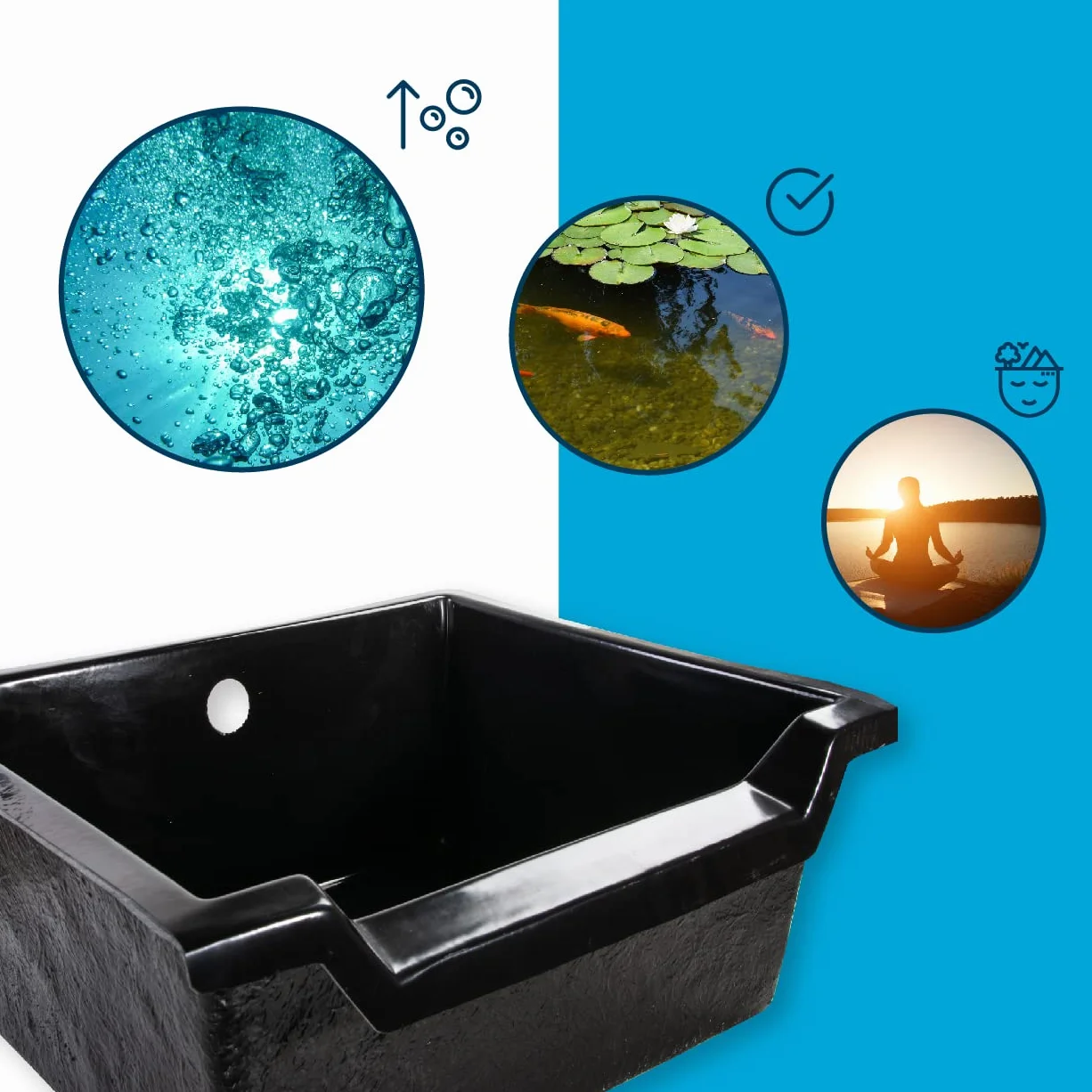 AQUAFORTE Fastfall 72 - Cascata 72 x 62 x 28 cm, in Poliestere Spesso 3 mm, con Adattatore Speciale per Tubo da 20/25/32/38 mm, Portata di 1300-9000 l/h