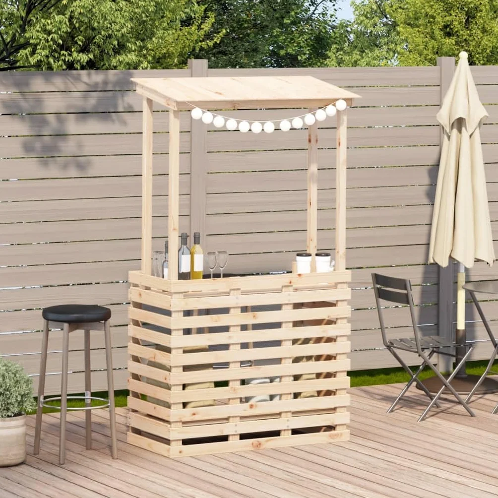Homgoday Tavolo Bar da Esterno con Tetto 112,5x57x195,5cm Legno Massello, Tavolo da Esterno, Tavolo da Pranzo, Tavolo da Cucina Tavolo da Esterno v