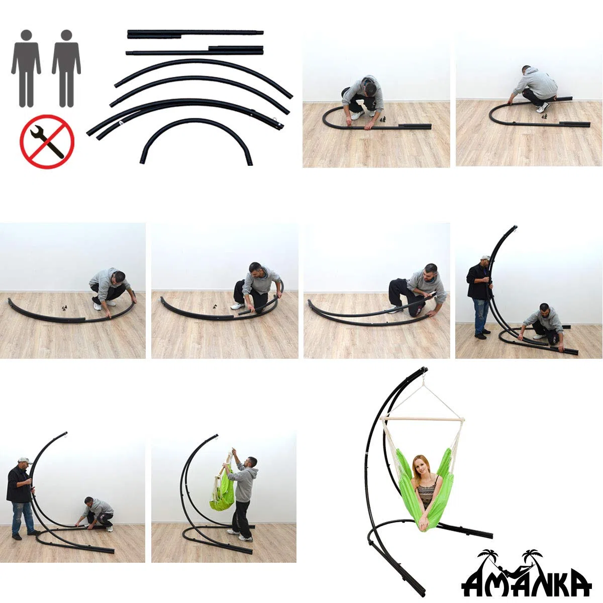AMANKA Fino a 150kg: Supporto per Sedia a Dondolo da Esterno - 210cm Supporto Sedia Sospesa - XL Base per Poltrona Sospesa - Struttura per Poltrone da Giardino Altalena da Camera Sedie da Giardino
