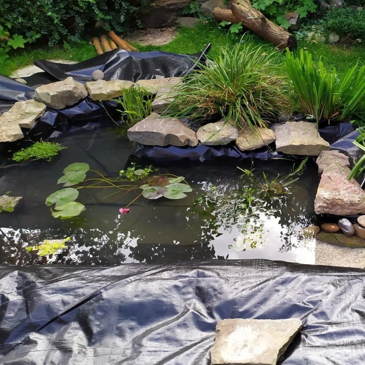 Telo per Laghetto Nero in HDPE 0.12mm 5x5m 10x10m 13x13m Rivestimento per laghetti pre-tagliata Fodera per Laghetto, Resistente ai Raggi UV e alle intemperie, per Paesaggistica Giardini ( Dimensione :